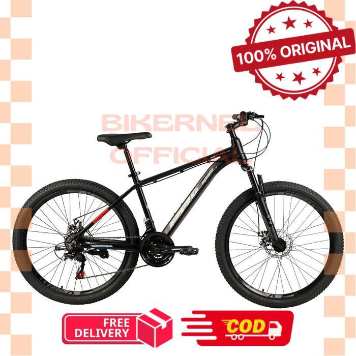 Element Alton Pride 26 Inch Sepeda MTB Alloy Frame Suspension Fork Mechanical Disc Brake - Black -bi