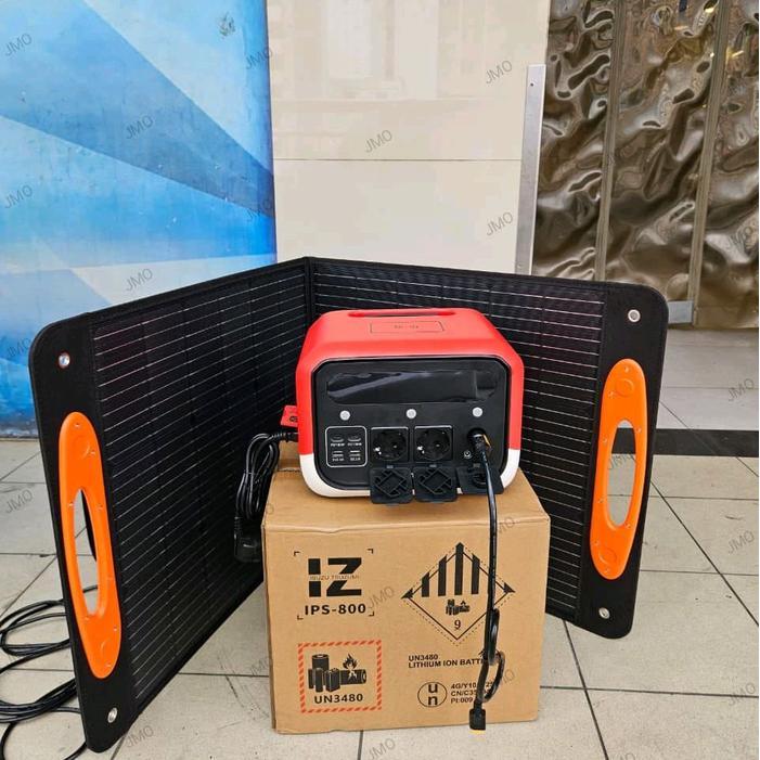 Power Station Portable Isuzu Tsuzumi IPS 800 + Solar Panel 100W – Genset Mini Tanpa Bahan Bakar LiFe