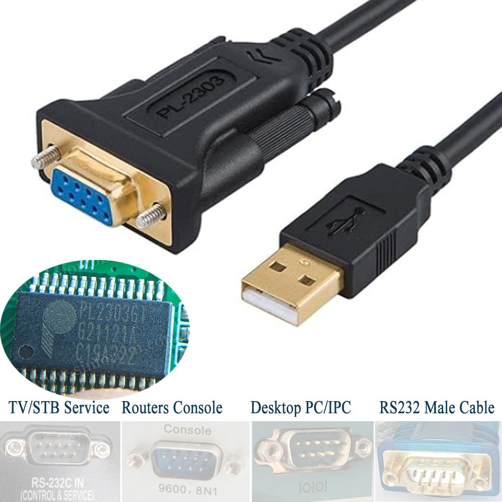 PL2303 USB RS232 Female Serial Interface Cable for HDTV Hotel TV STB Routers IPC POS Console Service