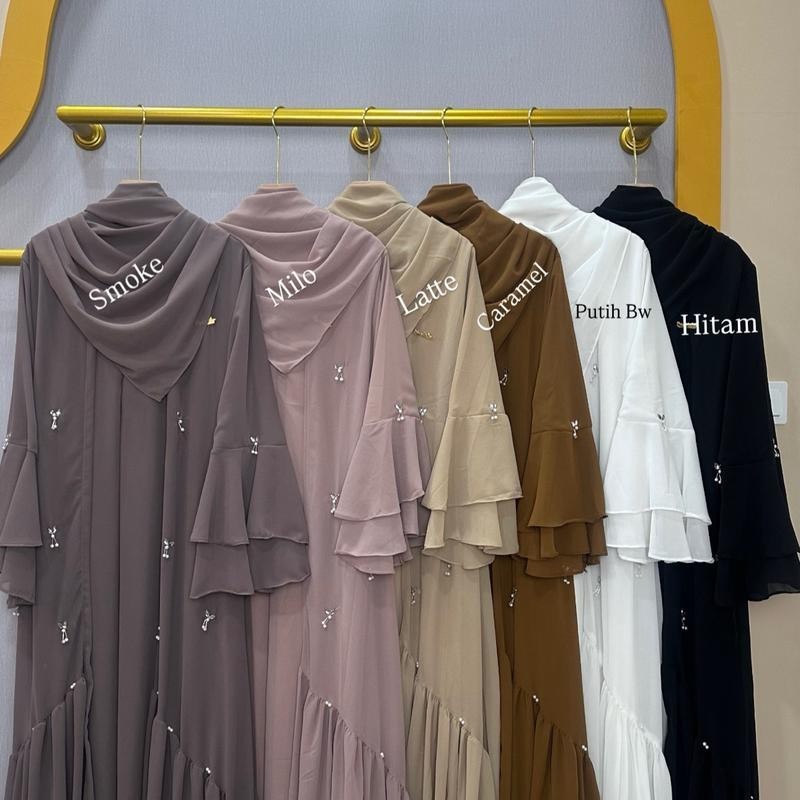Ayudia Label - Zaina Abaya Set Hijab Segiempat Gamis Abaya Wanita Bahan Ceruty Armany Baby Doll