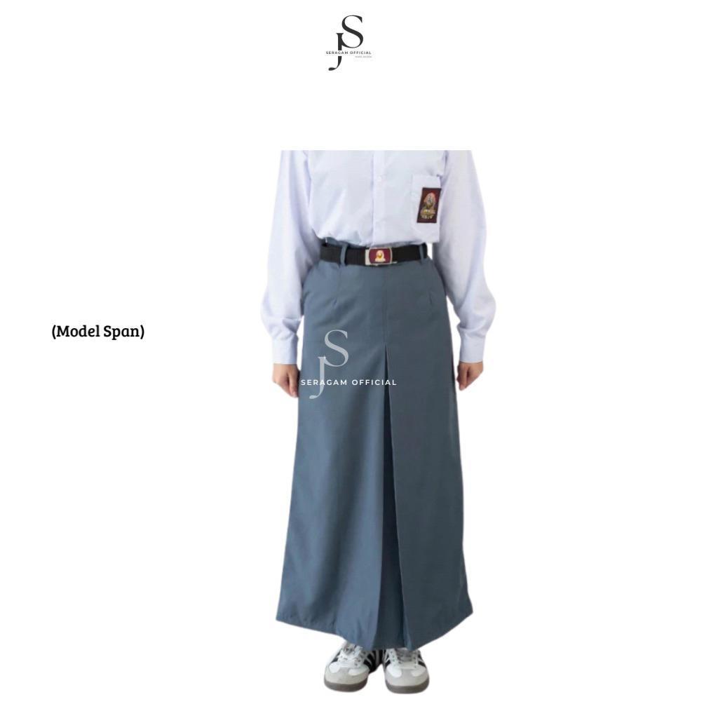 Seragam SMA Rok Panjang Span Abu - Seragam Sekolah - Rok Span - Rok SMA
