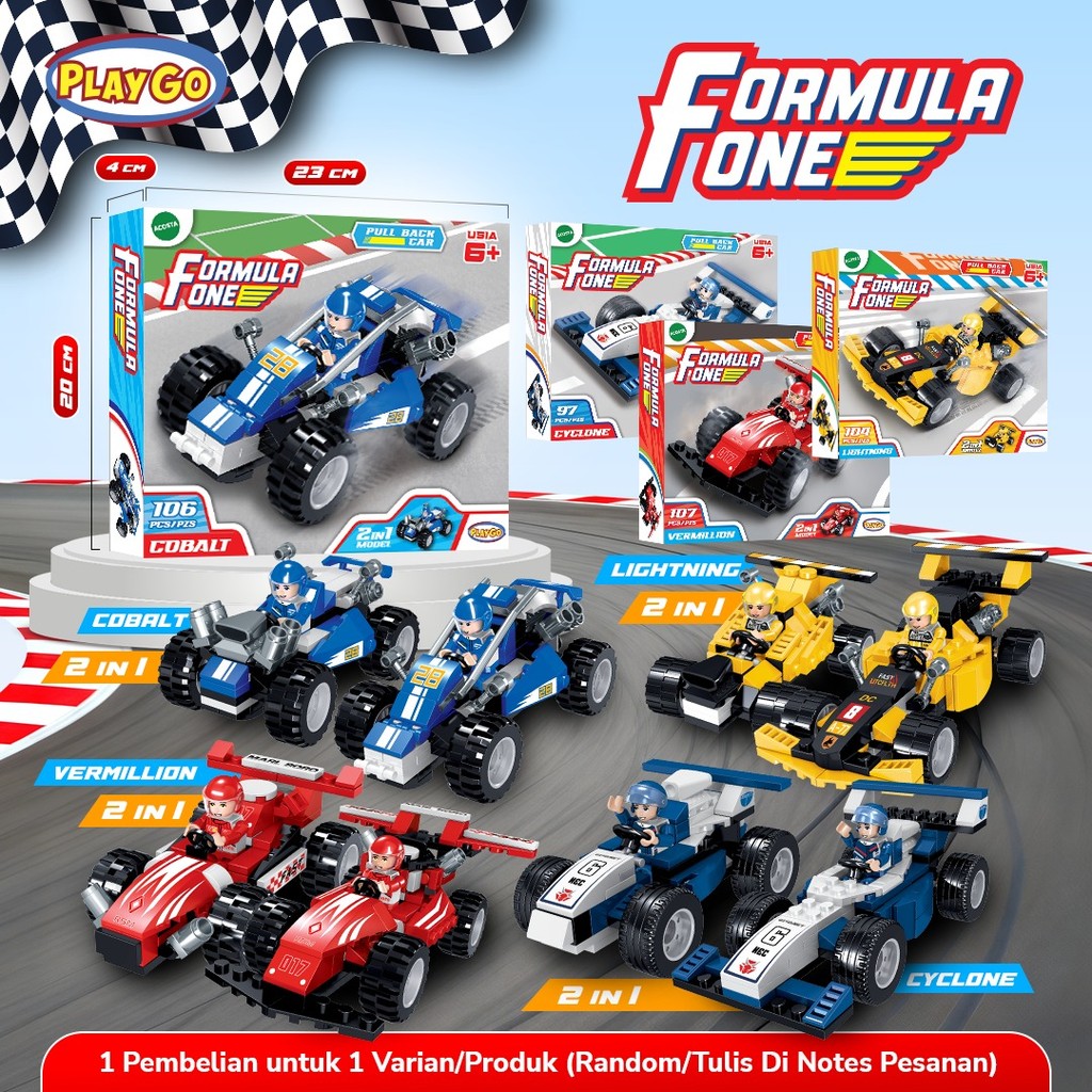 Toko Mainan Formula One Playgo Mobil Balap Mainan Lego Anak Mainan Rakitan Bongkar Pasang Lego Eduka