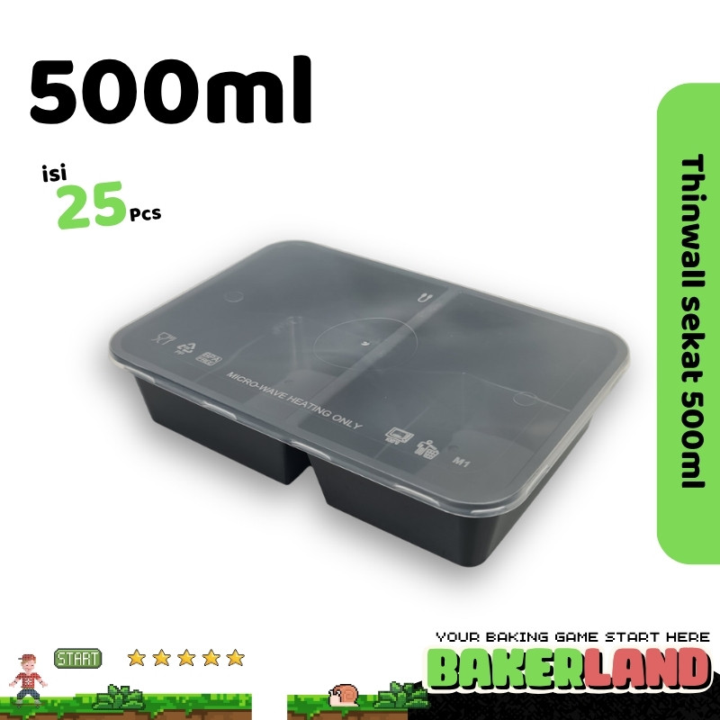 Thinwall Sekat 500ml / Thin Wall Sekat 500ml / Box Makanan / Wadah Makanan / Lunch Box Plastik / Ben