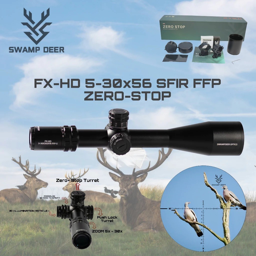 SWAMPDEER FX-HD 5-30x56 SFIR FFP ZERO-STOP TERBARU