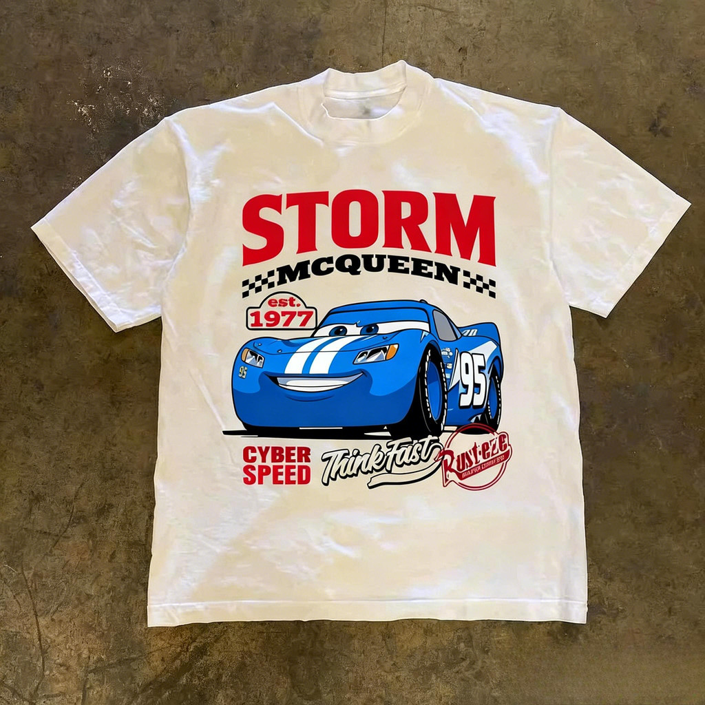 EpochEden Boxy Oversize Tshirt | LIGHTNING MCQUEEN | Kaos Unisex Pria Wanita | High Quality Kaos San