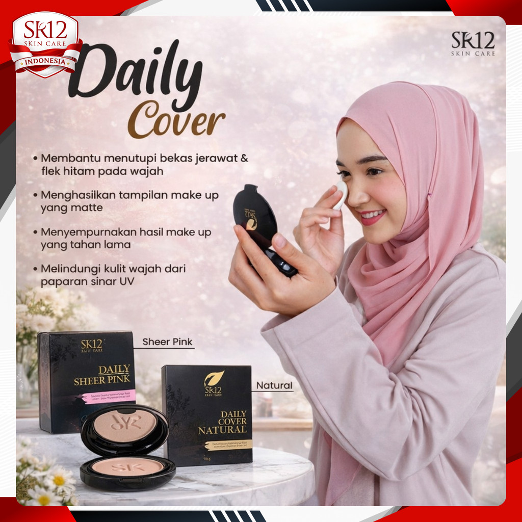 Bedak SR12 Daily Cover & Matte Cover BPOM – Bedak Wajah Matte Glowing Tahan Lama, Cover Flek & Jeraw