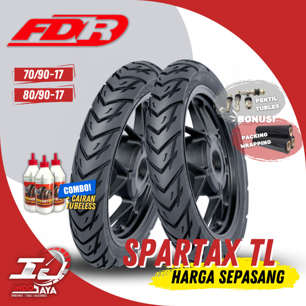 [PAKET MURAH SEPASANG] BAN FDR SPARTAX TUBELESS (70/90-17 & 80/90-17) FDR ORIGINAL / BAN LUAR MOTOR 