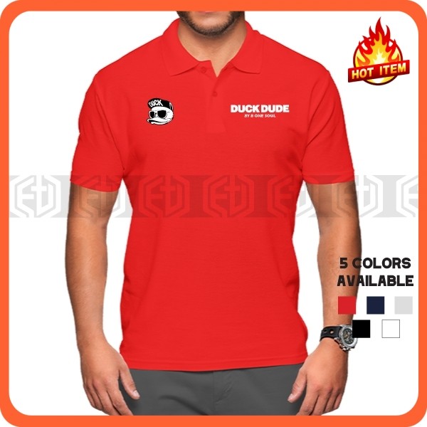 DUCK DUDE Vintage Streetwear Baju Kaos Kerah Pria Bordir Premium Quality Lengan Pendek Polo Cotton T