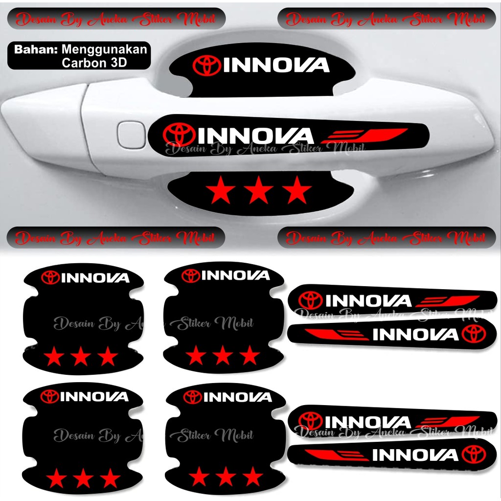 8 Pcs Stiker Pelindung Gagang Pintu Mobil Innova Stiker Handle Mobil Toyota Innova