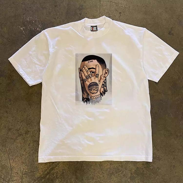 kapas murni JJ.STORE Kaos Oversize Streetwear Aesthetic Grafis Pria Tato & Tangan Lengan Pendek Over