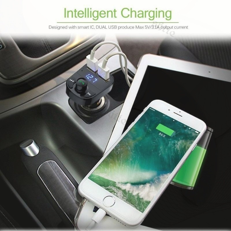 Monqiqi X8 FM Transmitter Bluetooth Modulator Mobil Car Charger Aux Bluetooth Mobil USB Chargers FM 