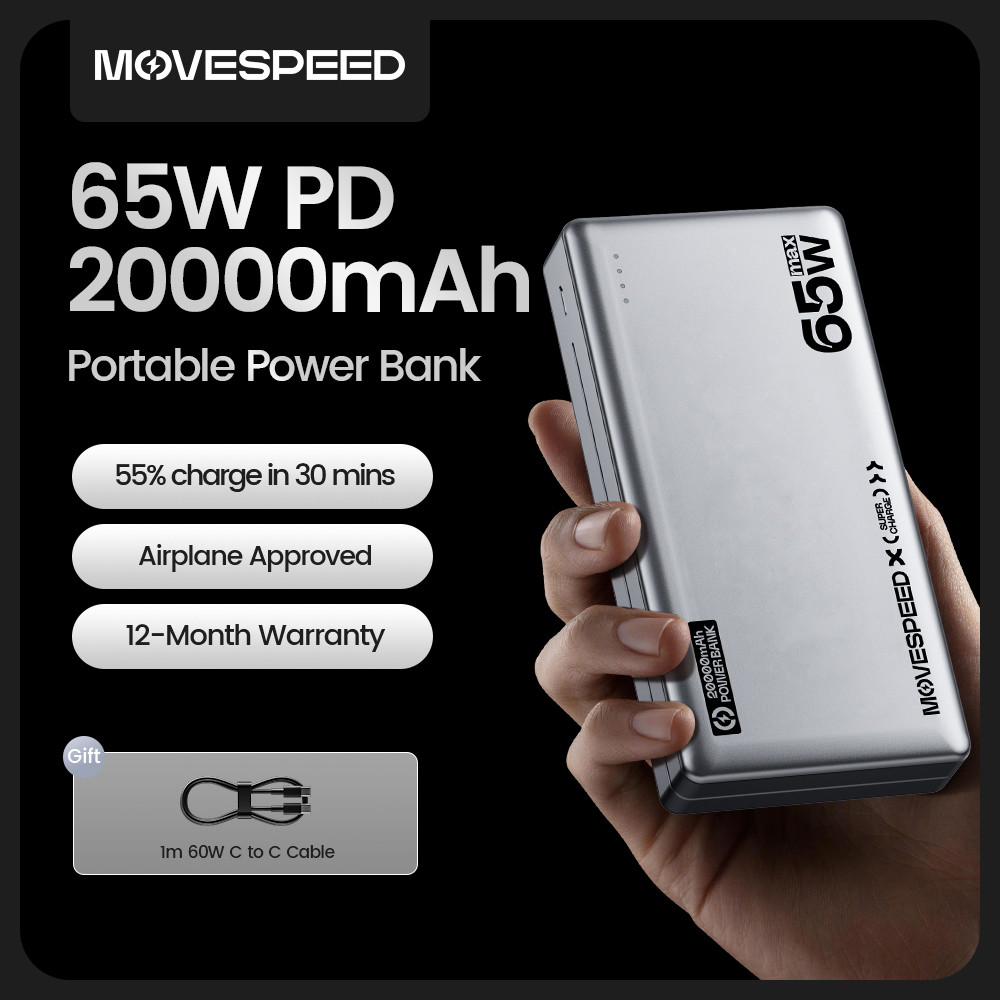 MOVESPEED E20 20000mAh Power Bank 65W Type C Fast arging External Battery Portable arger Powerbank f