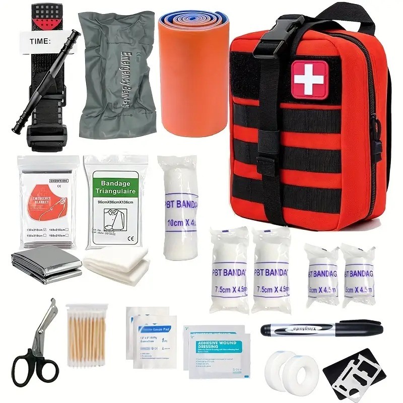 242pcs IFAK Trauma Survival First Aid Kit, Camping Gear Supplies Emergency Survival Kit, Hiking Kit