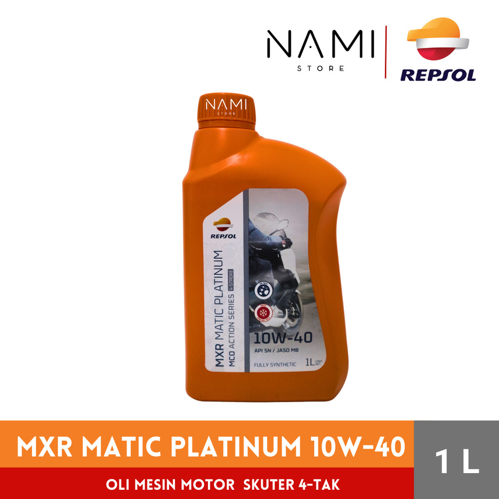 *REPSOL MXR MATIC PLATINUM 10W-40 (1L)* Oli Mesin Motor Matic / Skuter – Original