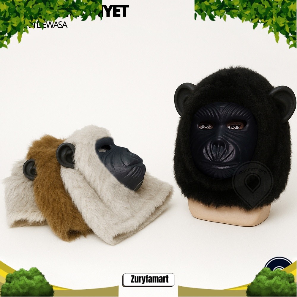TOPENG MONYET BULU REALISTIS DEWASA | Masker Gorila Cosplay Kostum Karnaval Lucu Viral COD