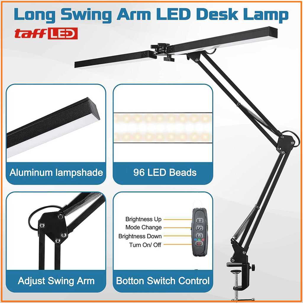 TaffLED Lampu Meja Baca LED Double Head 3 Color Mode SMD - ZN14