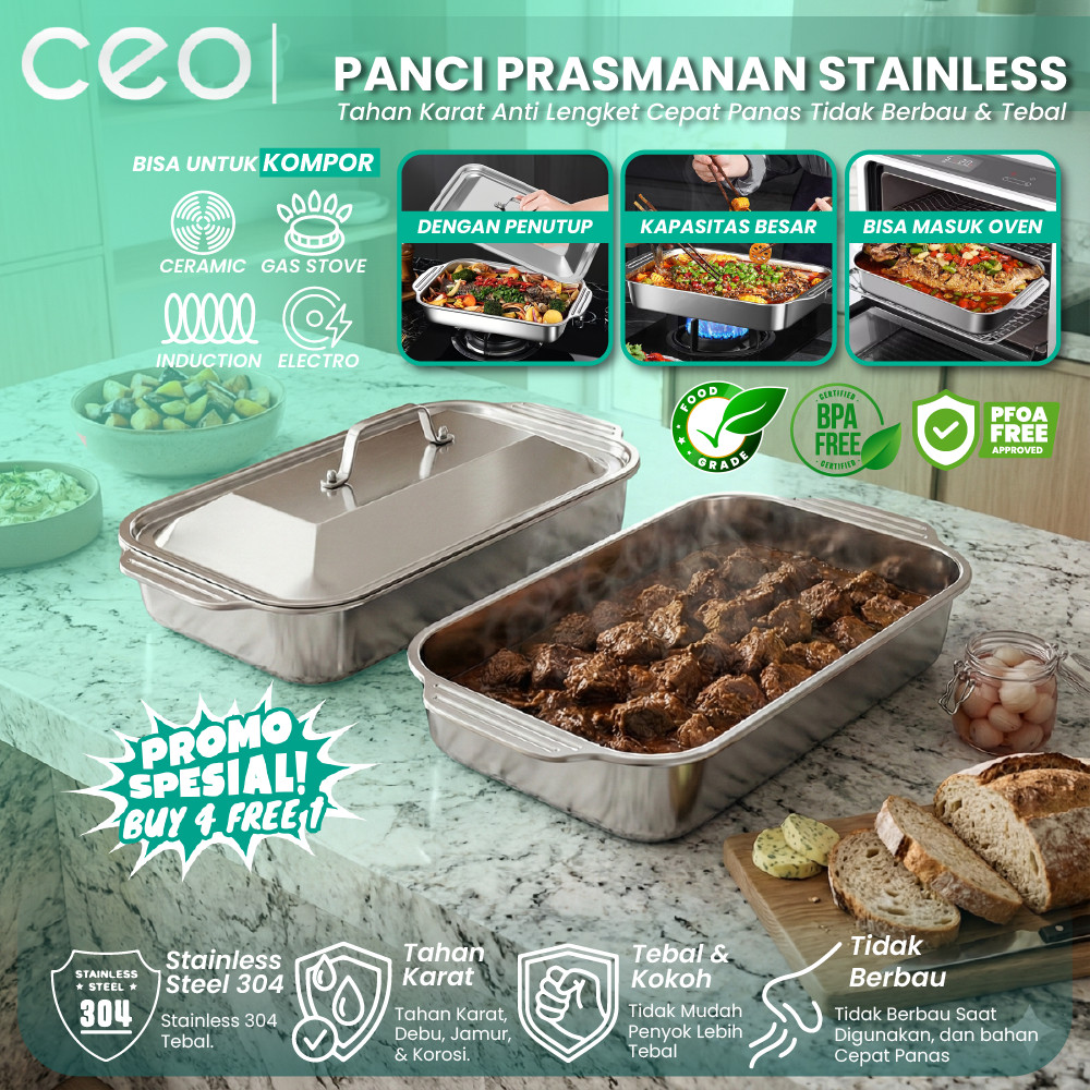 CEO Paket Hemat Panci Full Stainless Steel Food grade Wadah Makan Saji Prasmanan Panci Jumbo Acara