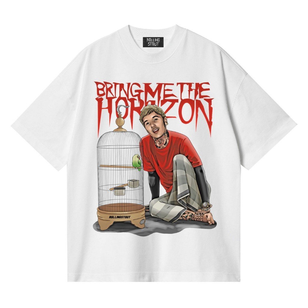 Kaos Unisex Rollingstout - T-shirt BMTH Love Bird Parodi - Musik Metal Rock - Original - COD