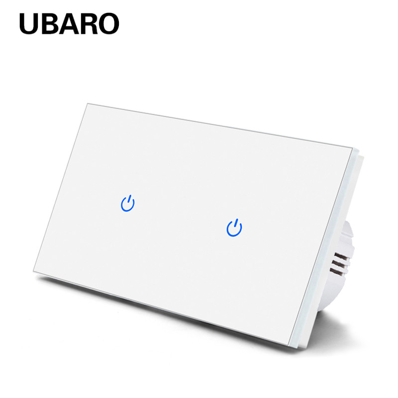 UBARO EU Russia Wall Touch Light Switch With Tempered Crystal Glass Panel Electrical Sensor Power Mu