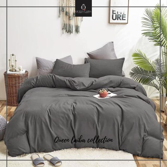 PROMO  Bed Cover & Sprei Bedcover Set Polos Selimut & seprei 180x200 - ABU POLOS, 90x200x20