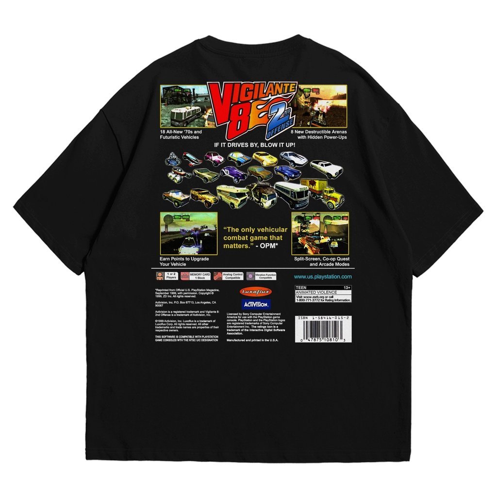 T-shirt Tshirt - Vigilante 8 | Kaos unisex Vintage | Playstation one | Rollingstout COD