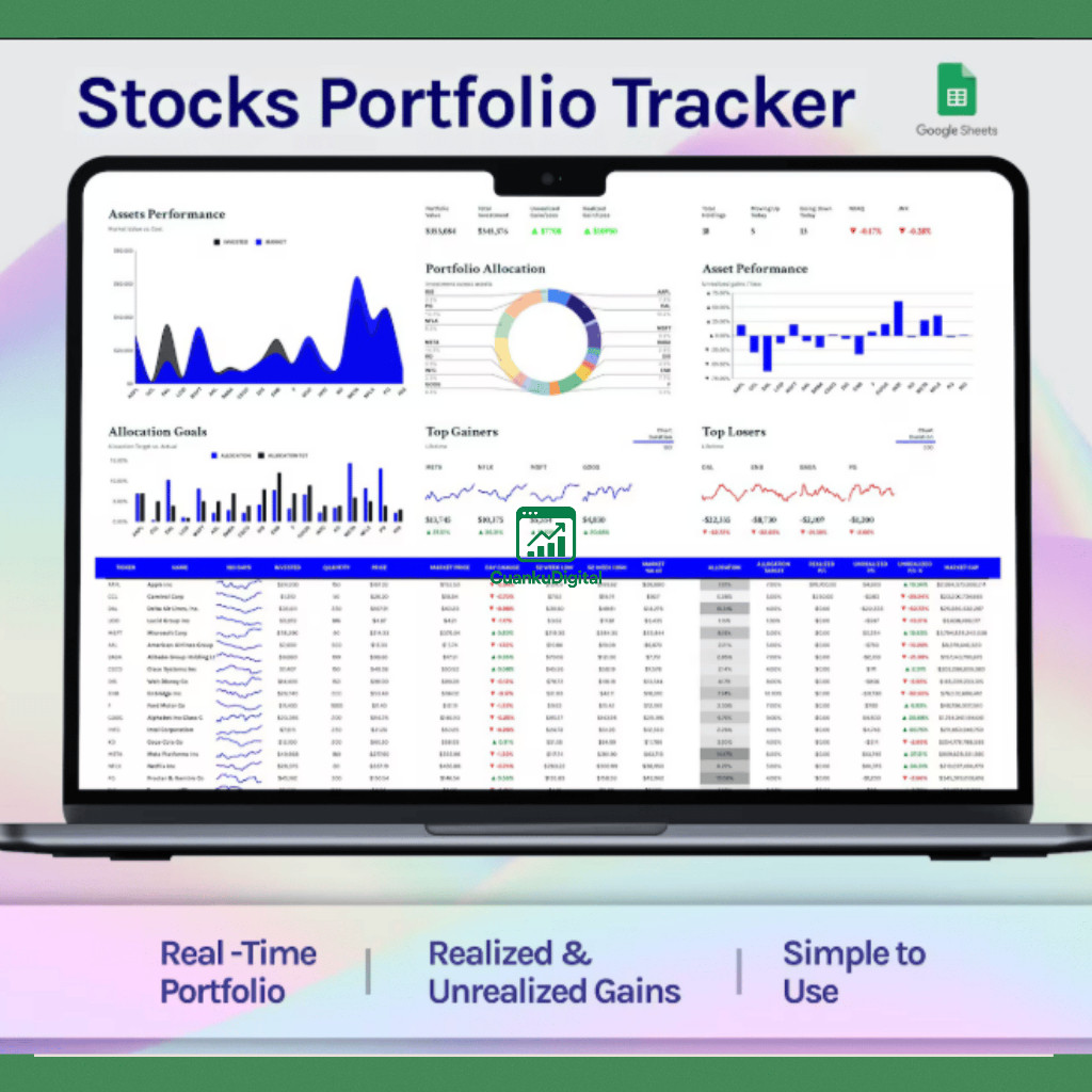 Spreadsheet Saham & Investasi | Portfolio Tracker & Trading Journal Google Sheets Excel