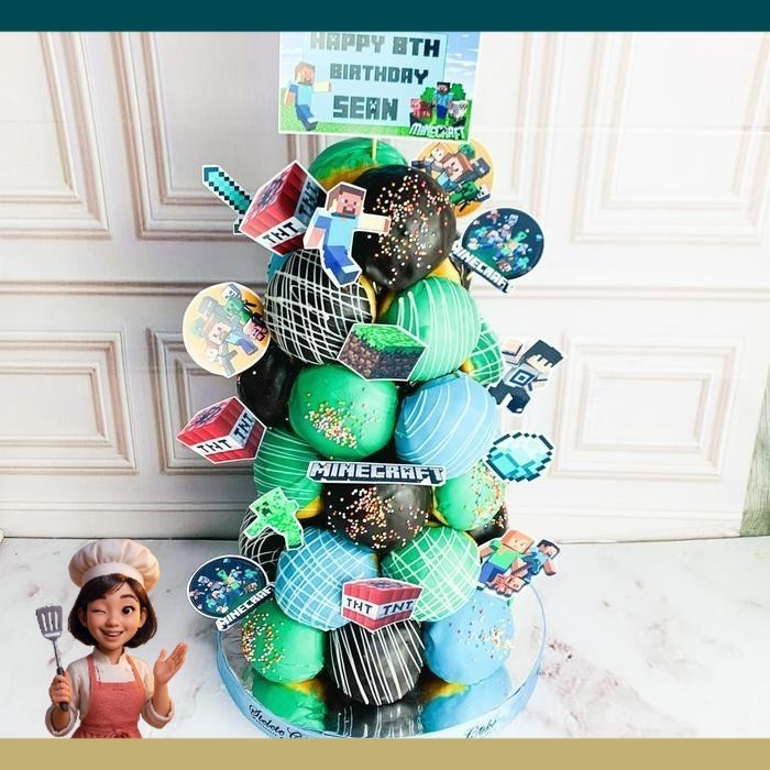 Donat/Donat Tower Tema Minecraft/Donat Tower/Donat Ulang Tahun