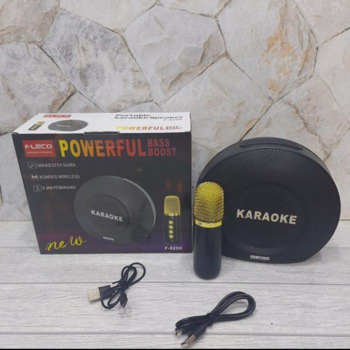 BISA COD COD Speaker Bluetooth Mic Wireless Karaoke Super Bass Fleco F920K / Fleco F 920K + Mic