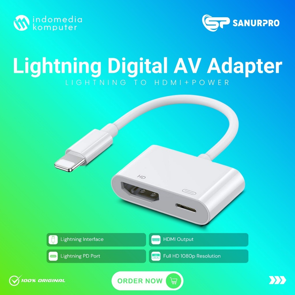 Lighting To HDMI + Lighting Power Lighting To Cable HDMI Converter Lighting Power
