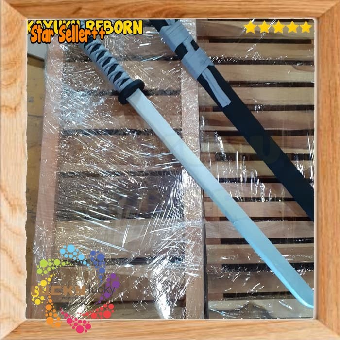 mainan pedang samurai kayu premium 81cm plus sarung bilah silver One