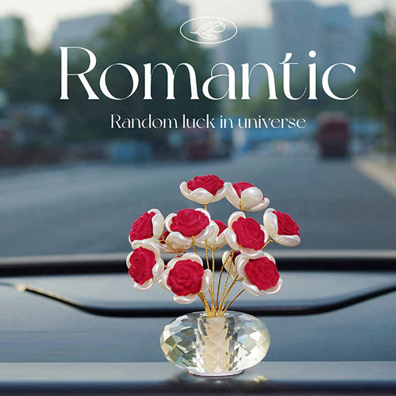 1166CM Ornamen Parfum Aromaterapi Mawar Kristal Bunga Tuk Mobil Parfum Mobil Mewah Tahan