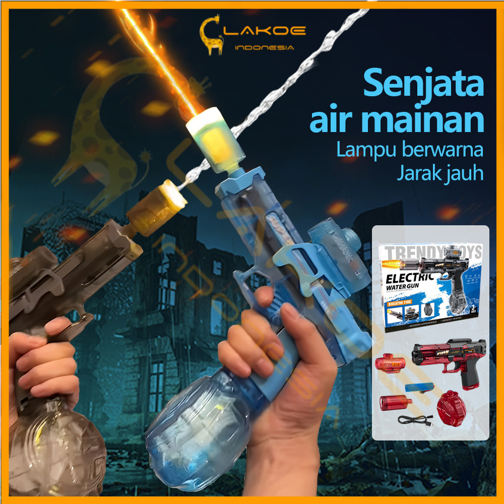 Lakoe Electric Water Gun Led Light Water Gun Long Range Mainan Pistol Air Berkapasitas Besarr