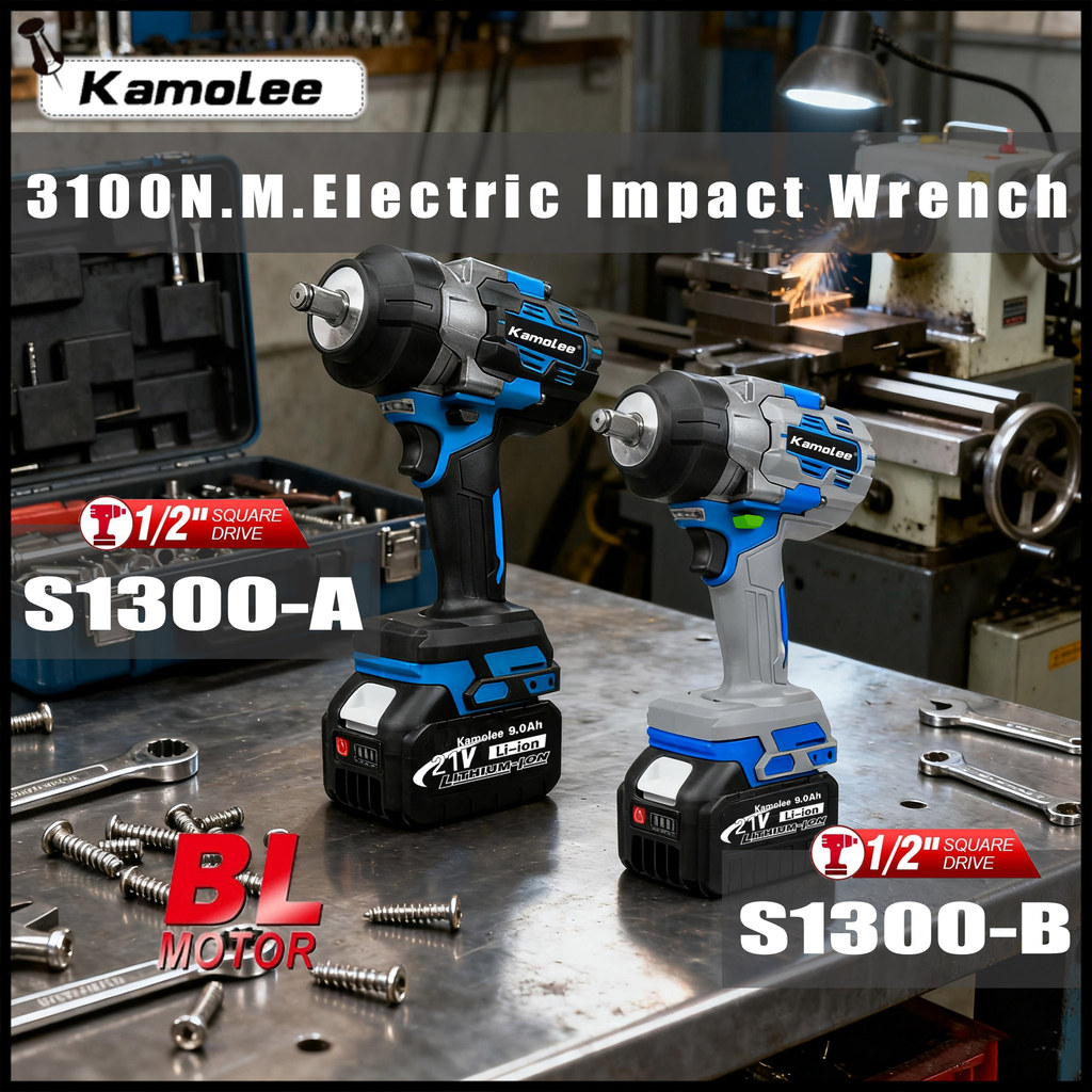 Kamolee 3100N.M 1/2” Set Kunci Pukul Listrik Tanpa Sikat, Pembuka Baut Truk