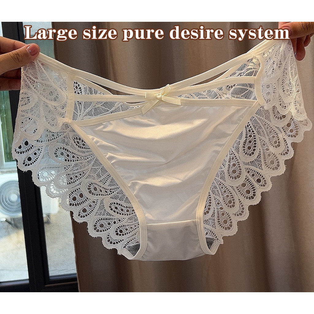 Ruang Pengalaman Terlarang COD  Celana dalam renda berlubang untuk wanita gemuk ukuran plus 200 pon 