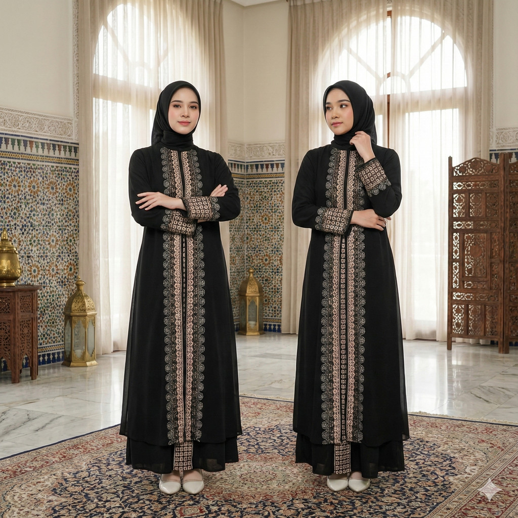 Abaya Hitam Premium Bordir Payet Elegan Muslimah-2