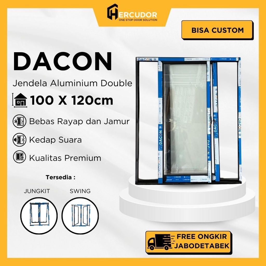 DACON - Jendela Aluminium DACON 3" 100x120 - Double Sliding