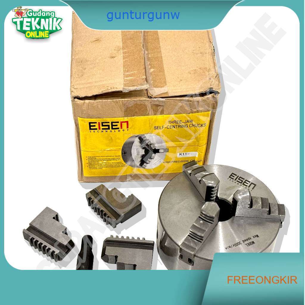 Catok Bubut Kaki 3 EISEN 3" 5" K11-80 K11-125 EISEN / Chuck Kepala Mesin Bubut 3 5 Inch  Claw Jaw 3 