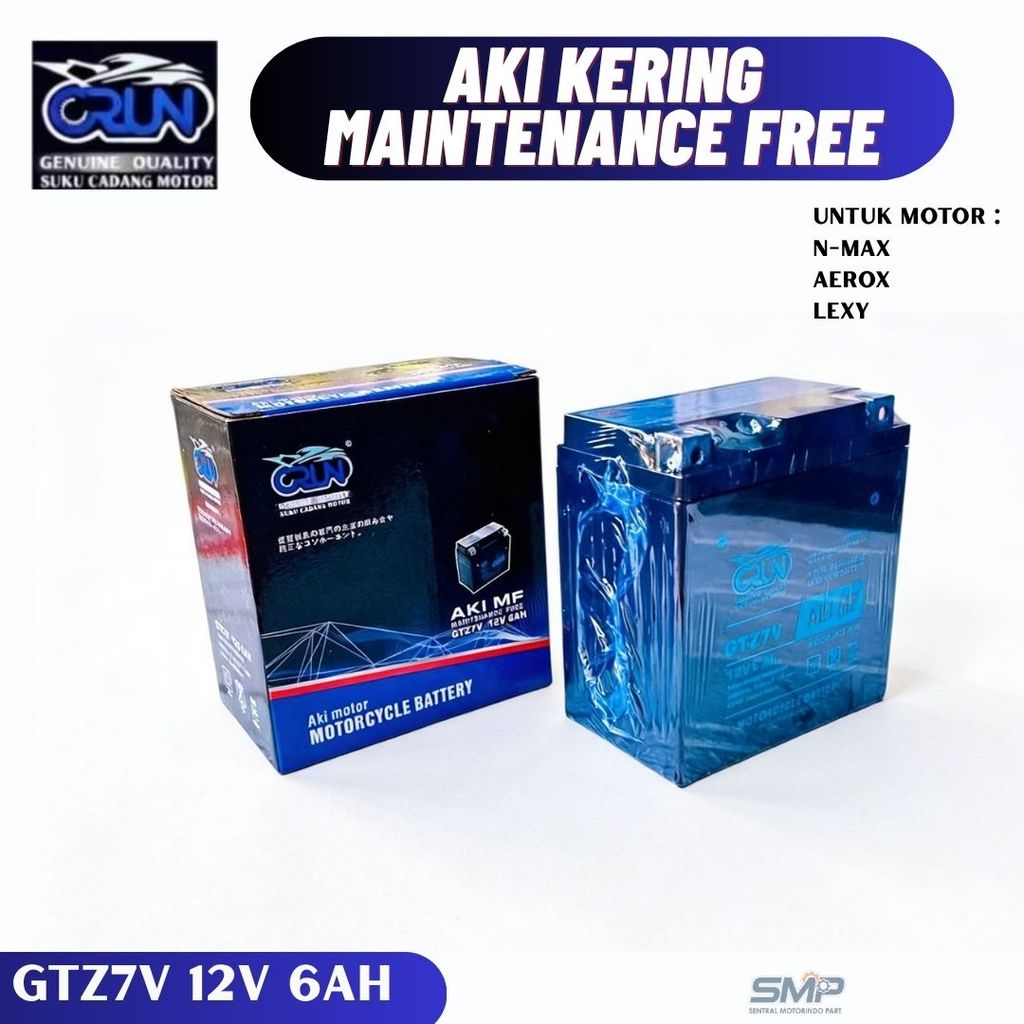 GTZ7V-12V-6Ah Crun Baterai Aki Motor Ampere Yamaha Nmax YTZ7V Aerox Lexy GTZ6V