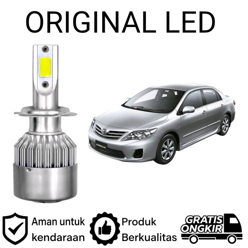 AM 2pcs Lampu Utama Dekat LED H7 COB Mobil Toyota Corolla Altis E150