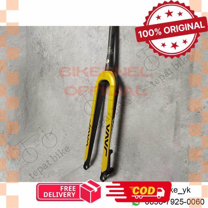 Fork Rigid Java taper full carbon gravel - Kuning -biker