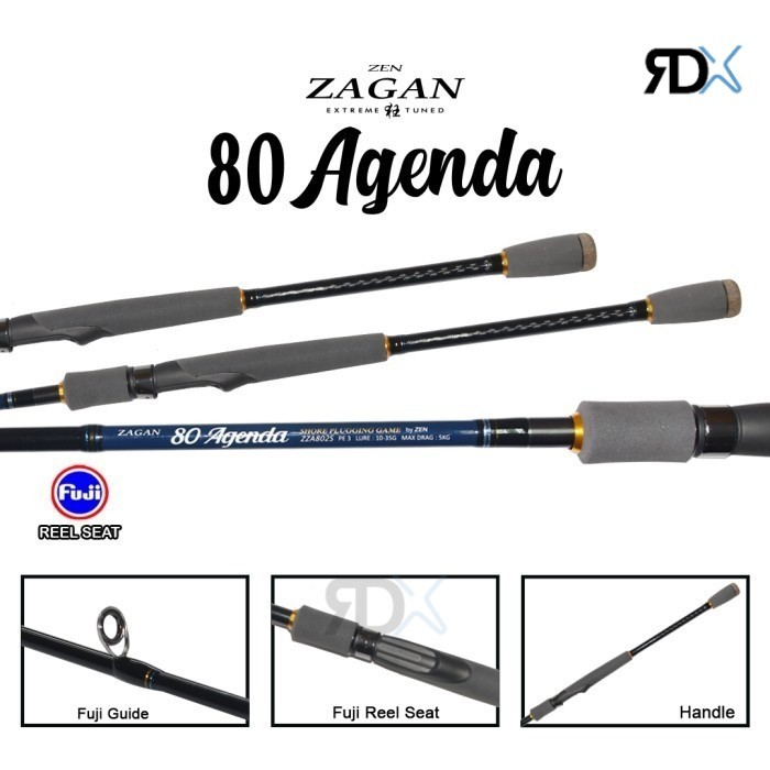 RDX Fishing Zen X EA Zagan Joran Pancing Spinning Zen Zagan AGENDA 802 PE 3 240cm Shore Plugging Gam