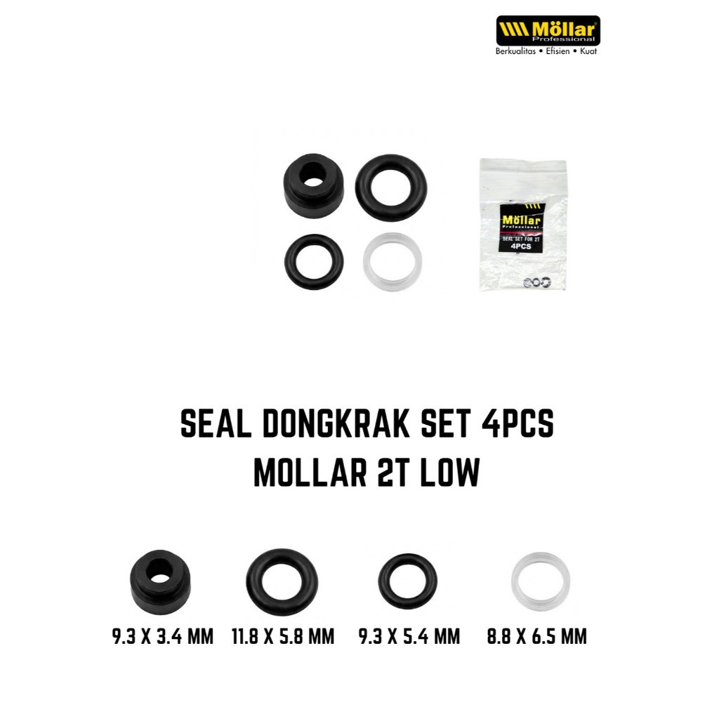 Seal dongkrak buaya 2 ton Mollar 4pcs Set - o ring - dongkrak buaya 2 ton - karet seal dongkrak buay