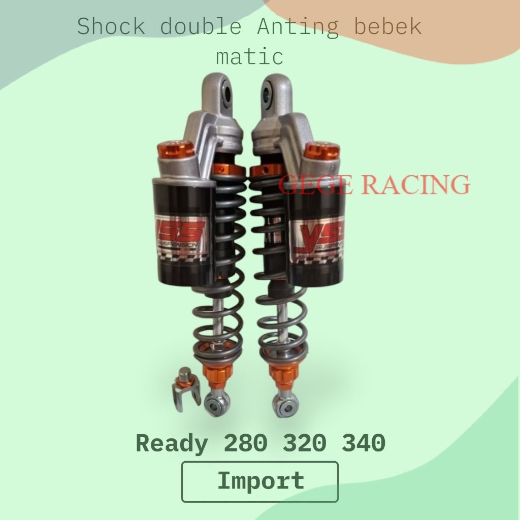 GR- SHOCKBREAKER COPY YSS MODEL EXTREME BLACK GREY SERIES DOUBLE TABUNG ATAS UK 280MM-320MM-340MM FO