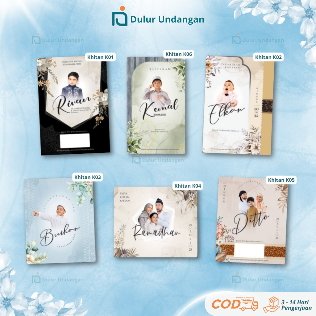 Cetak Undangan Khitan [KHITAN/ SUNATAN] - FREE FOTO ANAK & ORANGTUA Free Desain & Cetak Foto Custom 