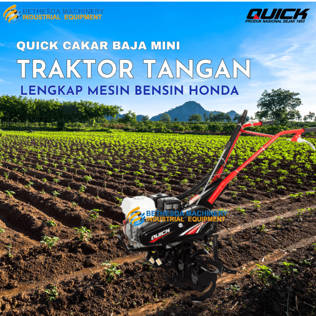 Quick Cakar Baja Mini Cultivator Honda GX 160 Traktor Lahan Terasering