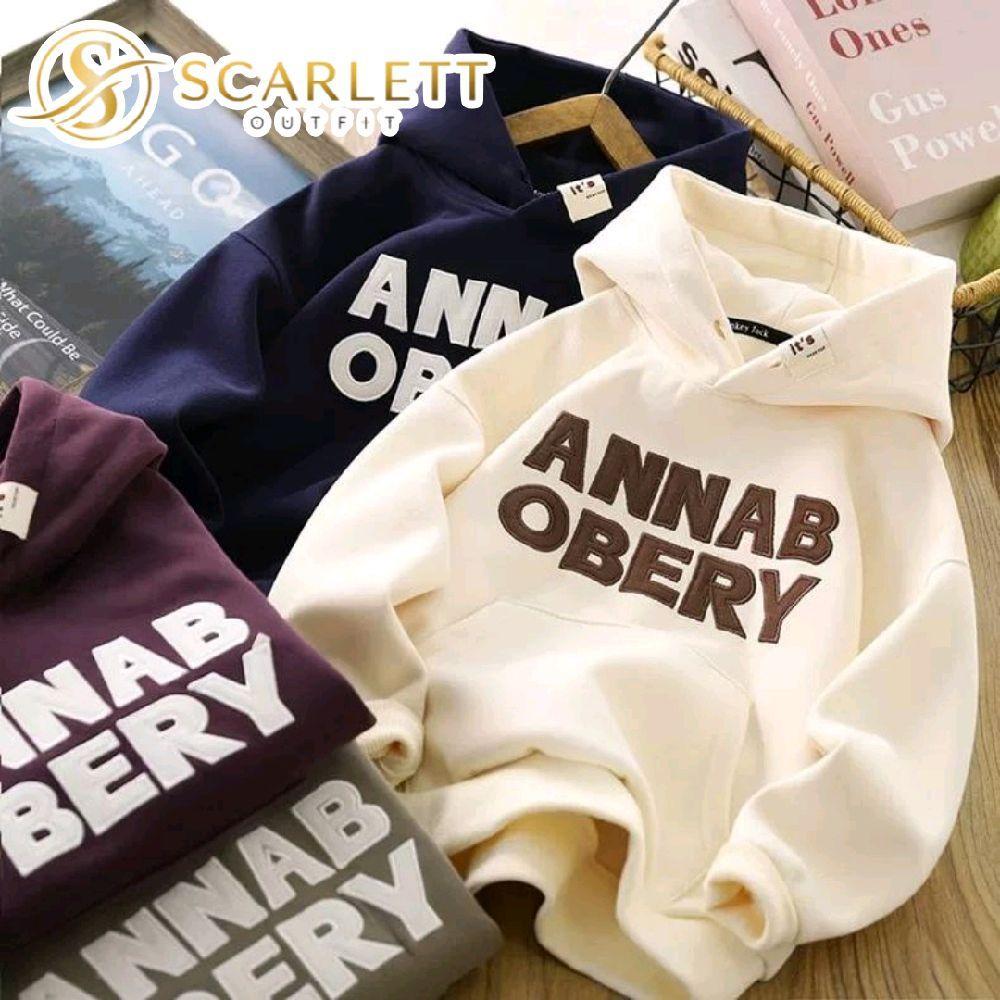 Scarlett Jaket Hoodie Anak Unisex Usia 1-12 Tahun Motif ANAB_OBERY Variasi Warna Hijau Beige Ungu Cr