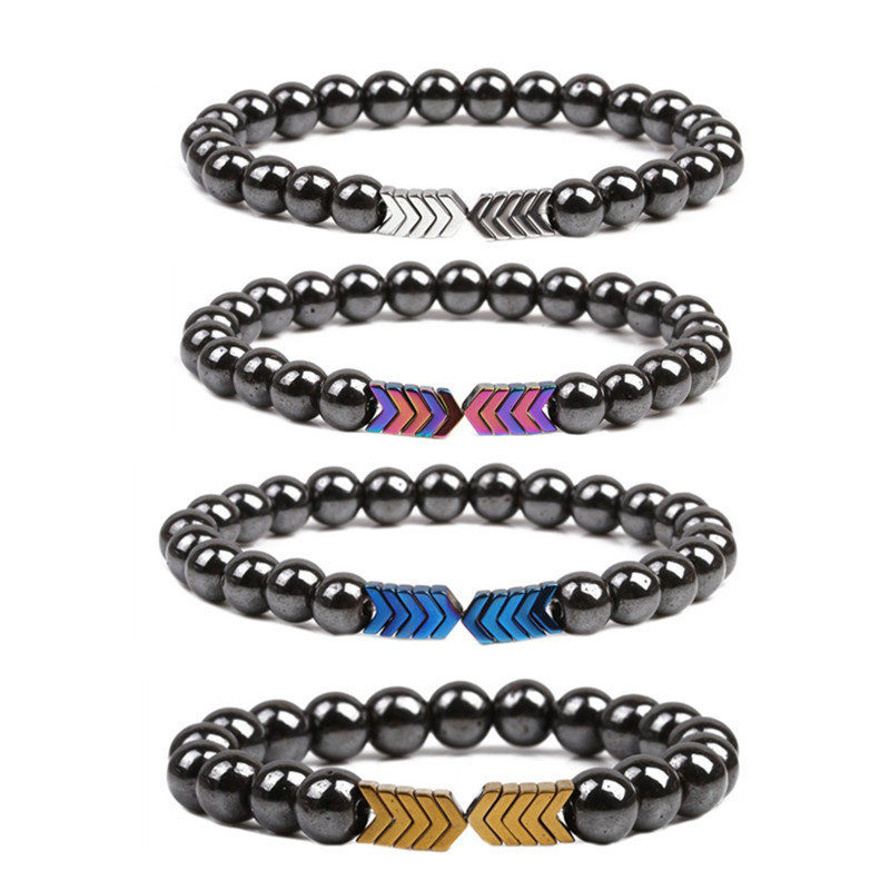 Gelang 8mm batu empedu hitam berlapis emas gelang panah berwarna emas.