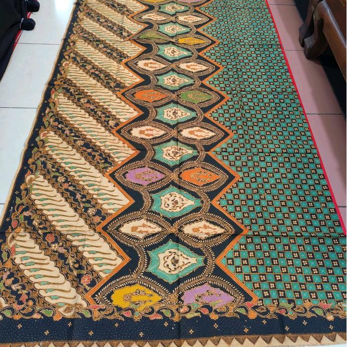 Kain batik tulis asli pola tiga motif parang truntum prabu kencana colet warna