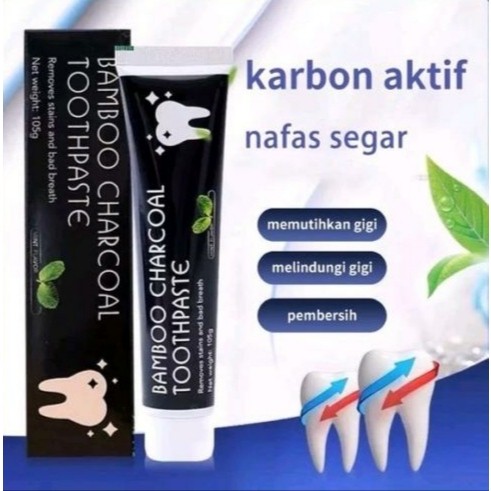 Pasta gigi pemutih charcoal toothpaste conaete bamboo odol areng pemutih gigi nafas segar 105gr [ BI