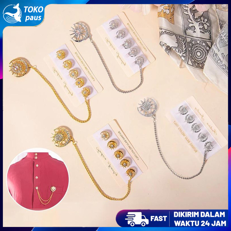 Butang Baju Melayu Pria Kancing Baju Melayu Pria Set Anti Karat Kancing Pin